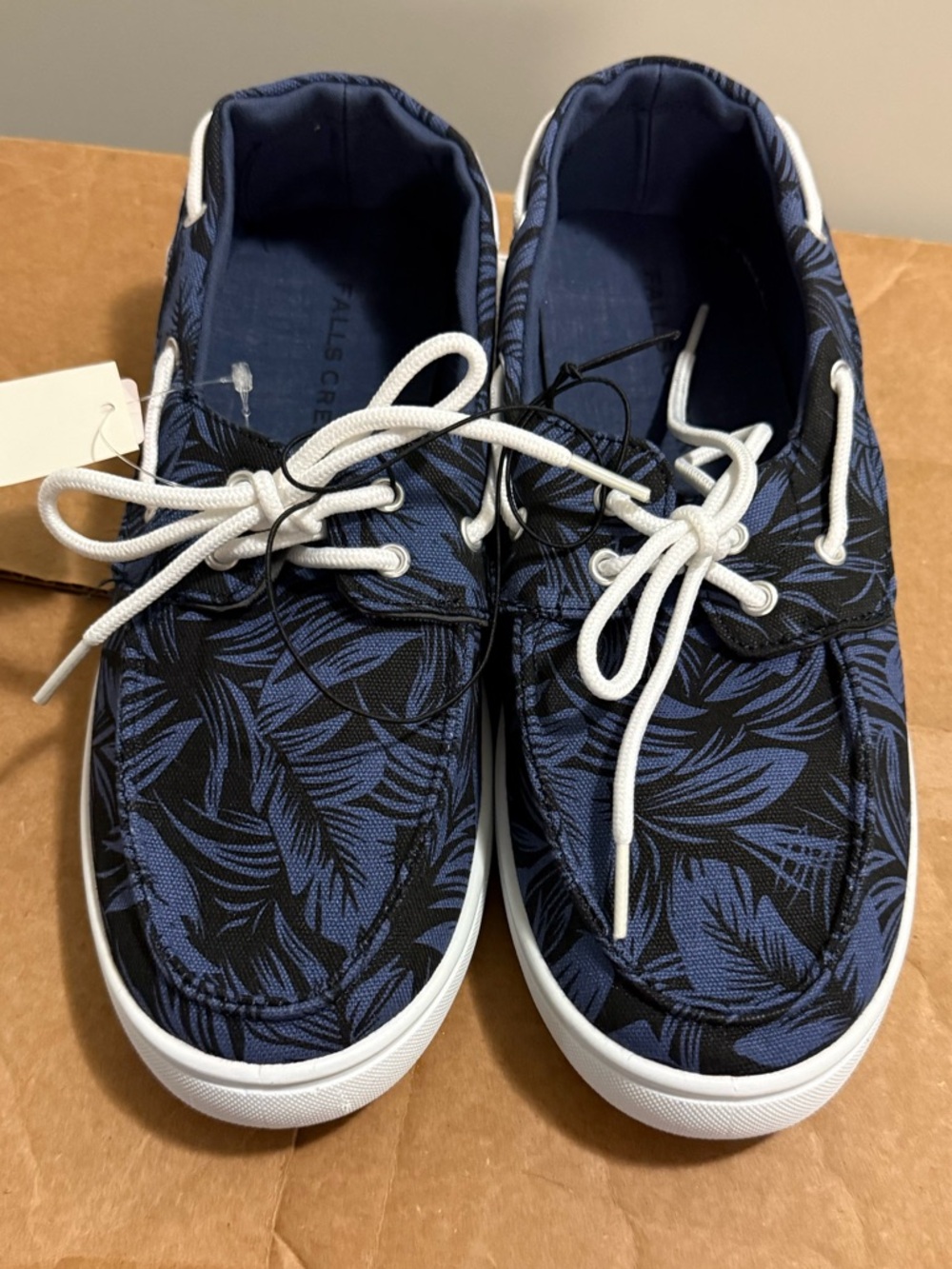 Falls Creek Navy Blue Leaf-Print Men’s Casual Shoes